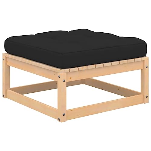 SDWEHO7 Garten Hocker mit Auflage, Outdoor Sitzfläche Balkon Lounge Sitzhocker Fußhocker Fußablage Fußstütze Gartenmöbel, Massivholz Kiefer von SDWEHO7
