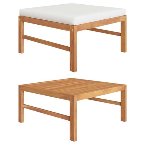SDWEHO7 Garten Hocker mit Auflage, Outdoor Sitzfläche Balkon Lounge Sitzhocker Fußhocker Fußablage Fußstütze Gartenmöbel, Massivholz Teak SDWEHO7 Garten Hocker mit Auflage, Outdoor Sitzfläche Balkon Lounge Sitzhocker Fußhocker Fußablage Fußstütze Gartenmöbel, Massivholz Teak von SDWEHO7