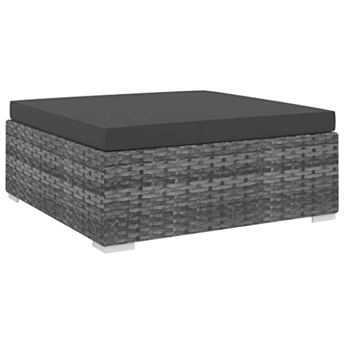 SDWEHO7 Garten Hocker mit Kissen, Outdoor Sitzfläche Balkon Lounge Sitzhocker Fußhocker Fußablage Fußstütze Gartenmöbel, Poly Rattan Grau SDWEHO7 Garten Hocker mit Kissen, Outdoor Sitzfläche Balkon Lounge Sitzhocker Fußhocker Fußablage Fußstütze Gartenmöbel, Poly Rattan Grau von SDWEHO7