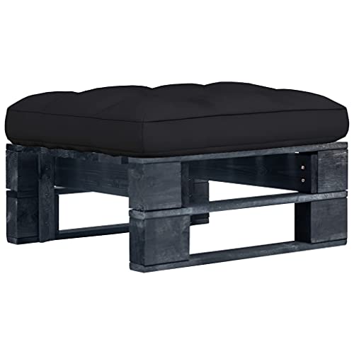 SDWEHO7 Garten Hocker mit Kissen, Outdoor Sitzfläche Balkon Lounge Sitzhocker Fußhocker Fußablage Fußstütze Gartenmöbel, Schwarz Imprägniertes Kiefernholz SDWEHO7 Garten Hocker mit Kissen, Outdoor Sitzfläche Balkon Lounge Sitzhocker Fußhocker Fußablage Fußstütze Gartenmöbel, Schwarz Imprägniertes Kiefernholz von SDWEHO7