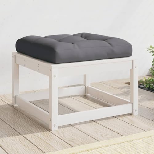 SDWEHO7 Garten Hocker mit Kissen, Outdoor Sitzfläche Balkon Lounge Sitzhocker Fußhocker Fußablage Fußstütze Gartenmöbel, Weiß Massivholz Kiefer SDWEHO7 Garten Hocker mit Kissen, Outdoor Sitzfläche Balkon Lounge Sitzhocker Fußhocker Fußablage Fußstütze Gartenmöbel, Weiß Massivholz Kiefer von SDWEHO7