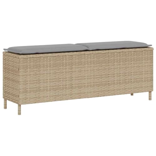 SDWEHO7 Gartenbank Sitzbank Outdoor Balkonbank Terrassenbank Balkonmöbel mit Kissen Beige 110x30x40.5 cm Poly Rattan von SDWEHO7