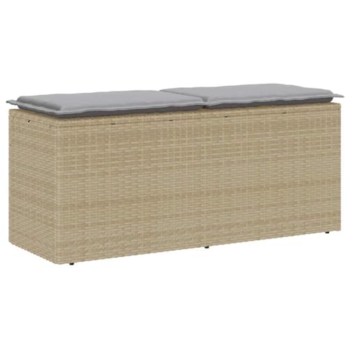 SDWEHO7 Gartenbank Sitzbank Outdoor Balkonbank Terrassenbank Balkonmöbel mit Kissen Beige 110x40x44 cm Poly Rattan von SDWEHO7