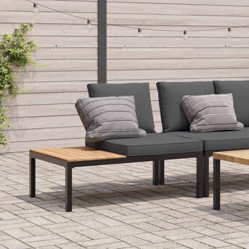 SDWEHO7 Gartenbank Sitzbank Outdoor Balkonbank Terrassenbank Balkonmöbel mit Kissen Schwarz Aluminium von SDWEHO7