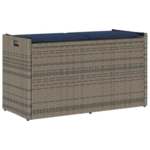 SDWEHO7 Gartenbank Sitzbank Outdoor Balkonbank Terrassenbank Balkonmöbel mit Stauraum und Kissen Grau 100 cm von SDWEHO7