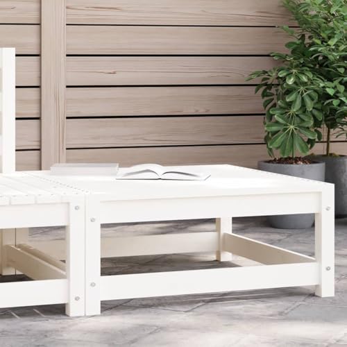 SDWEHO7 Gartenhocker Sitzhocker Outdoor Modular Hocker Fußhocker Lounge Hocker Fußhocker Weiß 70x70x30 cm Massivholz Kiefer von SDWEHO7