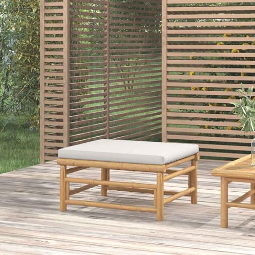 Gartenhocker Sitzhocker Outdoor Modular Hocker Fußhocker Lounge Hocker Fußhocker mit Hellgrauem Kissen Bambus von SDWEHO7