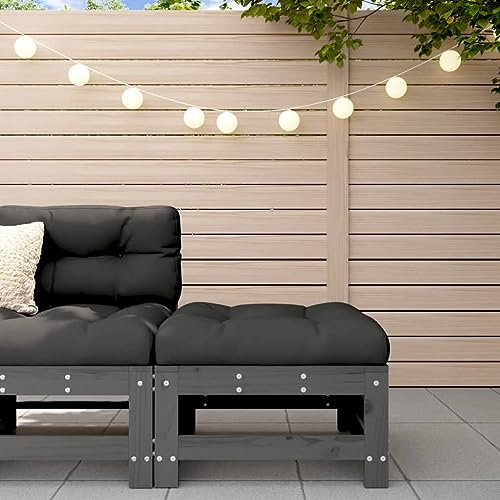 SDWEHO7 Gartenhocker Sitzhocker Outdoor Modular Hocker Fußhocker Lounge Hocker Fußhocker mit Kissen Grau Massivholz Kiefer von SDWEHO7