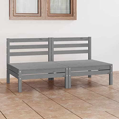 SDWEHO7 Gartensofa 2 Sitzer Lounge Sofa Outdoor Gartenmöbel Terrassensofa Gartenbank Gartenlounge Sofa, Grau Kiefer Massivholz von SDWEHO7