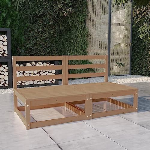 SDWEHO7 Gartensofa 2 Sitzer Lounge Sofa Outdoor Gartenmöbel Terrassensofa Gartenbank Gartenlounge Sofa Honigbraun Massivholz Kiefer von SDWEHO7