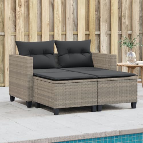 SDWEHO7 Gartensofa 2 Sitzer Lounge Sofa Outdoor Gartenmöbel Terrassensofa Gartenbank Gartenlounge Sofa mit Hockern Hellgrau Poly Rattan SDWEHO7 Gartensofa 2 Sitzer Lounge Sofa Outdoor Gartenmöbel Terrassensofa Gartenbank Gartenlounge Sofa mit Hockern Hellgrau Poly Rattan von SDWEHO7