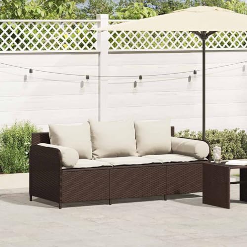 SDWEHO7 Gartensofa 3 Sitzer Lounge Sofa Outdoor Gartenmöbel Terrassensofa Gartenbank Gartenlounge Sofa, Braun Poly Rattan SDWEHO7 Gartensofa 3 Sitzer Lounge Sofa Outdoor Gartenmöbel Terrassensofa Gartenbank Gartenlounge Sofa, Braun Poly Rattan von SDWEHO7