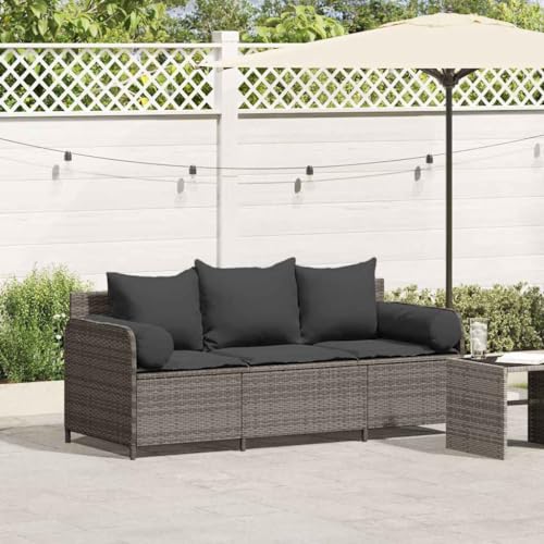 SDWEHO7 Gartensofa 3 Sitzer Lounge Sofa Outdoor Gartenmöbel Terrassensofa Gartenbank Gartenlounge Sofa, Grau Poly Rattan SDWEHO7 Gartensofa 3 Sitzer Lounge Sofa Outdoor Gartenmöbel Terrassensofa Gartenbank Gartenlounge Sofa, Grau Poly Rattan von SDWEHO7