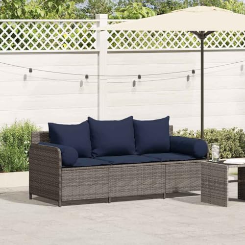 SDWEHO7 Gartensofa 3 Sitzer Lounge Sofa Outdoor Gartenmöbel Terrassensofa Gartenbank Gartenlounge Sofa, Grau Poly Rattan SDWEHO7 Gartensofa 3 Sitzer Lounge Sofa Outdoor Gartenmöbel Terrassensofa Gartenbank Gartenlounge Sofa, Grau Poly Rattan von SDWEHO7