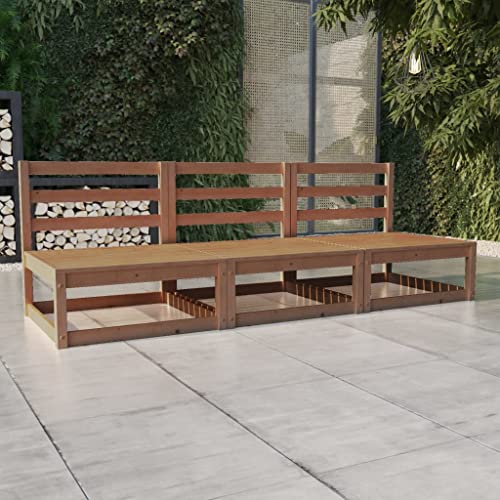SDWEHO7 Gartensofa 3 Sitzer Lounge Sofa Outdoor Gartenmöbel Terrassensofa Gartenbank Gartenlounge Sofa, Honigbraun Massivholz Kiefer von SDWEHO7