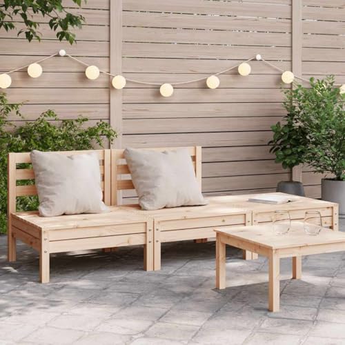 SDWEHO7 Gartensofa 3 Sitzer Lounge Sofa Outdoor Gartenmöbel Terrassensofa Gartenbank Gartenlounge Sofa, Massivholz Kiefer von SDWEHO7