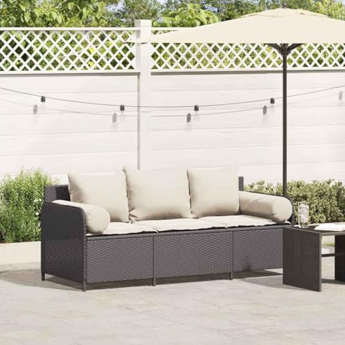 SDWEHO7 Gartensofa 3 Sitzer Lounge Sofa Outdoor Gartenmöbel Terrassensofa Gartenbank Gartenlounge Sofa, Schwarz Poly Rattan SDWEHO7 Gartensofa 3 Sitzer Lounge Sofa Outdoor Gartenmöbel Terrassensofa Gartenbank Gartenlounge Sofa, Schwarz Poly Rattan von SDWEHO7