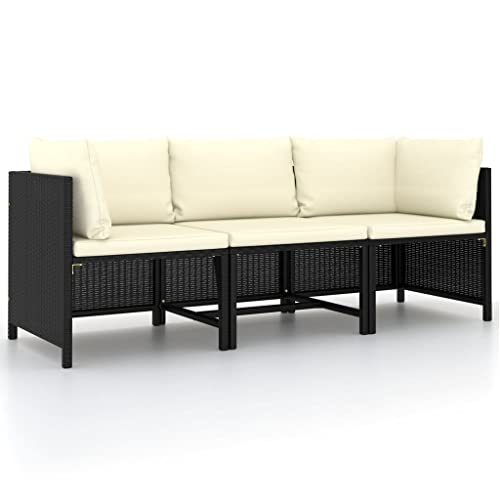 SDWEHO7 Gartensofa 3 Sitzer Lounge Sofa Outdoor Gartenmöbel Terrassensofa Gartenbank Gartenlounge Sofa mit Auflagen Schwarz Poly Rattan SDWEHO7 Gartensofa 3 Sitzer Lounge Sofa Outdoor Gartenmöbel Terrassensofa Gartenbank Gartenlounge Sofa mit Auflagen Schwarz Poly Rattan von SDWEHO7
