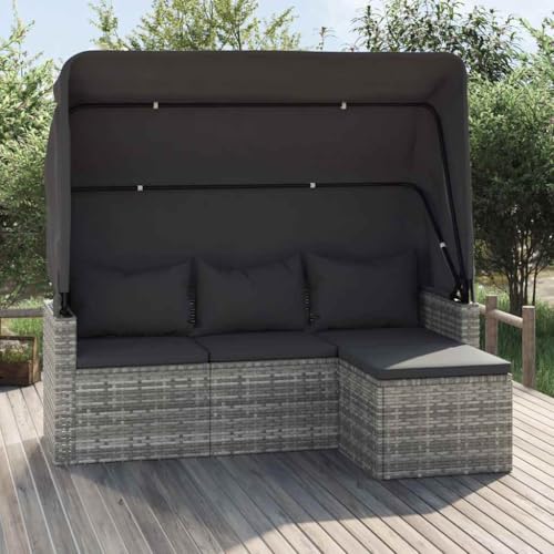 SDWEHO7 Gartensofa 3 Sitzer Lounge Sofa Outdoor Gartenmöbel Terrassensofa Gartenbank Gartenlounge Sofa mit Dach und Fußhocker Grau Poly Rattan SDWEHO7 Gartensofa 3 Sitzer Lounge Sofa Outdoor Gartenmöbel Terrassensofa Gartenbank Gartenlounge Sofa mit Dach und Fußhocker Grau Poly Rattan von SDWEHO7