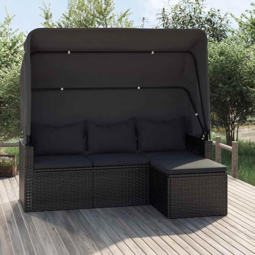 SDWEHO7 Gartensofa 3 Sitzer Lounge Sofa Outdoor Gartenmöbel Terrassensofa Gartenbank Gartenlounge Sofa mit Dach und Fußhocker Schwarz Poly Rattan SDWEHO7 Gartensofa 3 Sitzer Lounge Sofa Outdoor Gartenmöbel Terrassensofa Gartenbank Gartenlounge Sofa mit Dach und Fußhocker Schwarz Poly Rattan von SDWEHO7