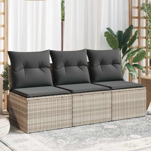 SDWEHO7 Gartensofa 3 Sitzer Lounge Sofa Outdoor Gartenmöbel Terrassensofa Gartenbank Gartenlounge Sofa mit Kissen, Hellgrau Poly Rattan SDWEHO7 Gartensofa 3 Sitzer Lounge Sofa Outdoor Gartenmöbel Terrassensofa Gartenbank Gartenlounge Sofa mit Kissen, Hellgrau Poly Rattan von SDWEHO7