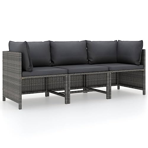 SDWEHO7 Gartensofa 3 Sitzer Lounge Sofa Outdoor Gartenmöbel Terrassensofa Gartenbank Gartenlounge Sofa mit Kissen Grau Poly Rattan SDWEHO7 Gartensofa 3 Sitzer Lounge Sofa Outdoor Gartenmöbel Terrassensofa Gartenbank Gartenlounge Sofa mit Kissen Grau Poly Rattan von SDWEHO7