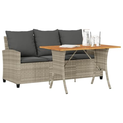 SDWEHO7 Gartensofa 3 Sitzer Lounge Sofa Outdoor Gartenmöbel Terrassensofa Gartenbank Gartenlounge Sofa mit Kissen & Tisch, Hellgrau Poly Rattan SDWEHO7 Gartensofa 3 Sitzer Lounge Sofa Outdoor Gartenmöbel Terrassensofa Gartenbank Gartenlounge Sofa mit Kissen & Tisch, Hellgrau Poly Rattan von SDWEHO7