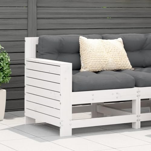 SDWEHO7 Gartensofa Lounge Sofa Outdoor Gartenmöbel Einzelsofa Gartenstuhl Terrassensofa Gartenlounge Sofa mit Armlehne und Kissen Weiß Massivholz Kiefer SDWEHO7 Gartensofa Lounge Sofa Outdoor Gartenmöbel Einzelsofa Gartenstuhl Terrassensofa Gartenlounge Sofa mit Armlehne und Kissen Weiß Massivholz Kiefer von SDWEHO7