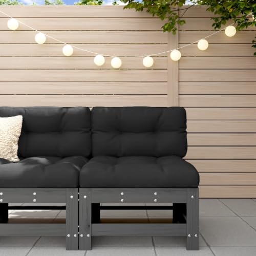 SDWEHO7 Gartensofa Lounge Sofa Outdoor Gartenmöbel Einzelsofa Mittelsofa Gartenstuhl Terrassensofa Gartenlounge Sofa, Grau Massivholz Kiefer von SDWEHO7