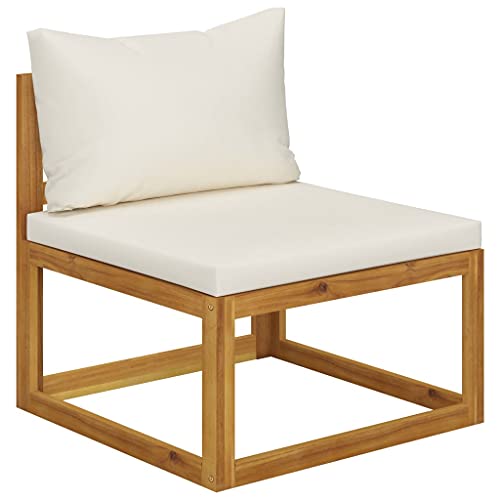 SDWEHO7 Gartensofa Lounge Sofa Outdoor Gartenmöbel Einzelsofa Mittelsofa Gartenstuhl Terrassensofa Gartenlounge Sofa mit Auflage Akazie Massivholz von SDWEHO7