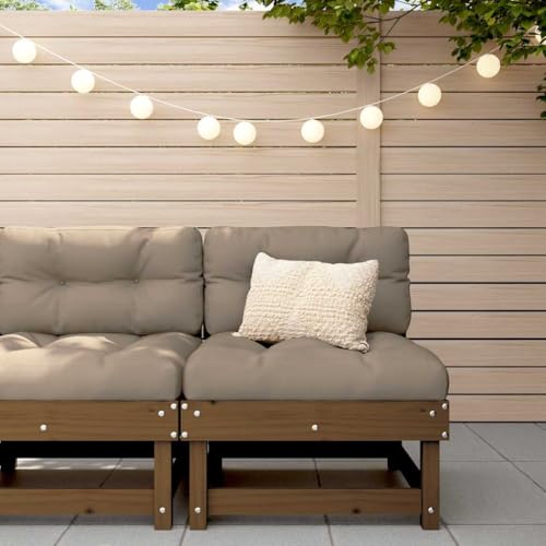 SDWEHO7 Gartensofa Lounge Sofa Outdoor Gartenmöbel Einzelsofa Mittelsofa Gartenstuhl Terrassensofa Gartenlounge Sofa mit Kissen Honigbraun Massivholz Kiefer von SDWEHO7