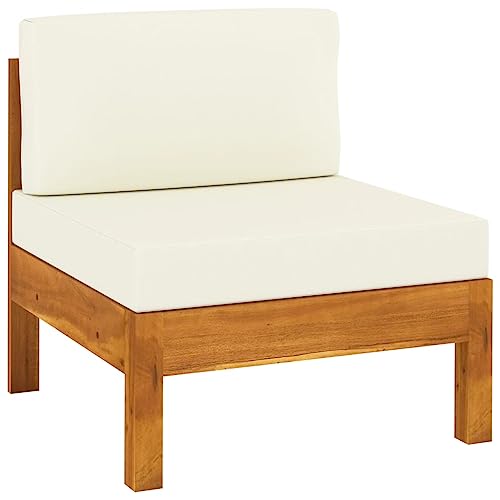 SDWEHO7 Gartensofa Lounge Sofa Outdoor Gartenmöbel Einzelsofa Mittelsofa Gartenstuhl Terrassensofa Gartenlounge Sofa mit Kissen Massivholz Akazie von SDWEHO7