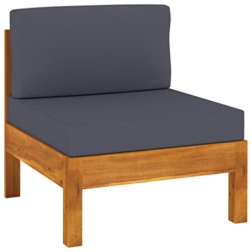SDWEHO7 Gartensofa Lounge Sofa Outdoor Gartenmöbel Einzelsofa Mittelsofa Gartenstuhl Terrassensofa Gartenlounge Sofa mit Kissen Massivholz Akazie von SDWEHO7