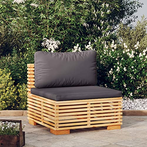 SDWEHO7 Gartensofa Lounge Sofa Outdoor Gartenmöbel Einzelsofa Mittelsofa Gartenstuhl Terrassensofa Gartenlounge Sofa mit Kissen Massivholz Teak von SDWEHO7