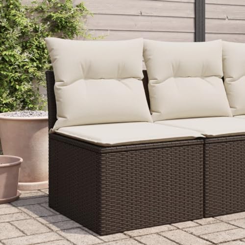 SDWEHO7 Gartensofa Lounge Sofa Outdoor Gartenmöbel ohne Armlehnen Gartenstuhl Terrassensofa Gartenlounge Sofa mit Kissen, Braun Poly Rattan SDWEHO7 Gartensofa Lounge Sofa Outdoor Gartenmöbel ohne Armlehnen Gartenstuhl Terrassensofa Gartenlounge Sofa mit Kissen, Braun Poly Rattan von SDWEHO7