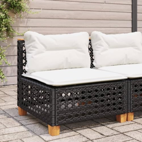 SDWEHO7 Gartensofa Lounge Sofa Outdoor Gartenmöbel ohne Armlehnen Gartenstuhl Terrassensofa Gartenlounge Sofa mit Kissen, Schwarz Poly Rattan SDWEHO7 Gartensofa Lounge Sofa Outdoor Gartenmöbel ohne Armlehnen Gartenstuhl Terrassensofa Gartenlounge Sofa mit Kissen, Schwarz Poly Rattan von SDWEHO7