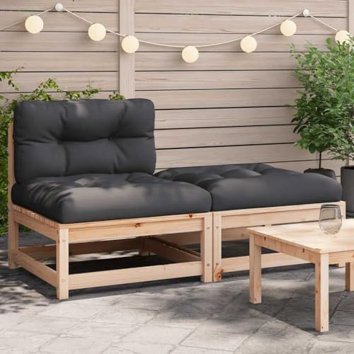 SDWEHO7 Gartensofa Lounge Sofa Outdoor Gartenmöbel ohne Armlehnen Gartenstuhl Terrassensofa Gartenlounge Sofa mit Kissen und Hocker von SDWEHO7