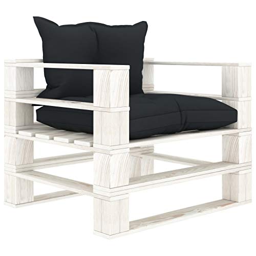 SDWEHO7 Gartensofa Lounge Sofa mit Auflagen, Outdoor Einzelsofa Mittelsofa Gartenstuhl Terrassensofa Gartenlounge Sofa Gartenmöbel, 80 x 67,5 x 60,8 cm Anthrazit Holz von SDWEHO7