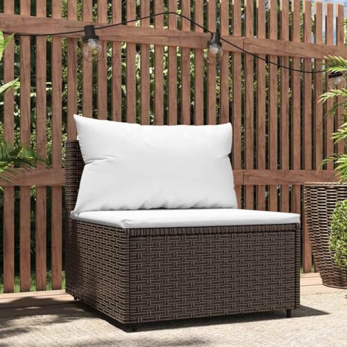 SDWEHO7 Gartensofa Lounge Sofa mit Kissen, Outdoor Einzelsofa Mittelsofa Gartenstuhl Terrassensofa Gartenlounge Sofa Gartenmöbel, Braun Poly Rattan SDWEHO7 Gartensofa Lounge Sofa mit Kissen, Outdoor Einzelsofa Mittelsofa Gartenstuhl Terrassensofa Gartenlounge Sofa Gartenmöbel, Braun Poly Rattan von SDWEHO7