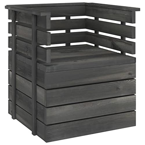 SDWEHO7 Gartenstühl Outdoor Stuhl Gartenstuhl Esszimmerstuhl Balkon Terrasse Sessel Bistrostuhl, Massivholz Kiefer Dunkelgrau von SDWEHO7
