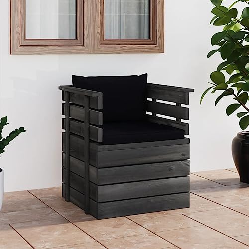 SDWEHO7 Gartenstühl Outdoor Stuhl mit Auflagen, Gartenstuhl Esszimmerstuhl Balkon Terrasse Sessel Bistrostuhl, Kiefernholz von SDWEHO7