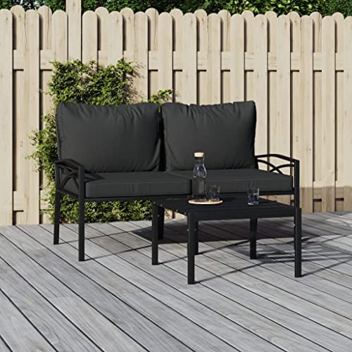 SDWEHO7 Gartenstühle 2er Set Outdoor Stuhl mit Kissen, Gartenstuhl Esszimmerstuhl Balkon Terrasse Bistrostuhl, 62x75x79 cm Stahl von SDWEHO7