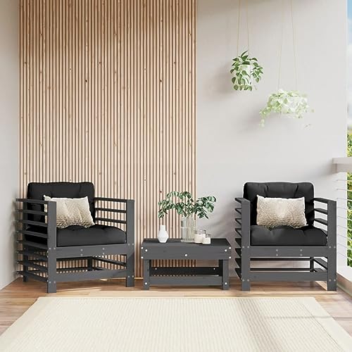 SDWEHO7 Gartenstühle 2er Set Outdoor Stuhl mit Kissen, Gartenstuhl Esszimmerstuhl Balkon Terrasse Bistrostuhl, Grau Massivholz Kiefer SDWEHO7 Gartenstühle 2er Set Outdoor Stuhl mit Kissen, Gartenstuhl Esszimmerstuhl Balkon Terrasse Bistrostuhl, Grau Massivholz Kiefer von SDWEHO7