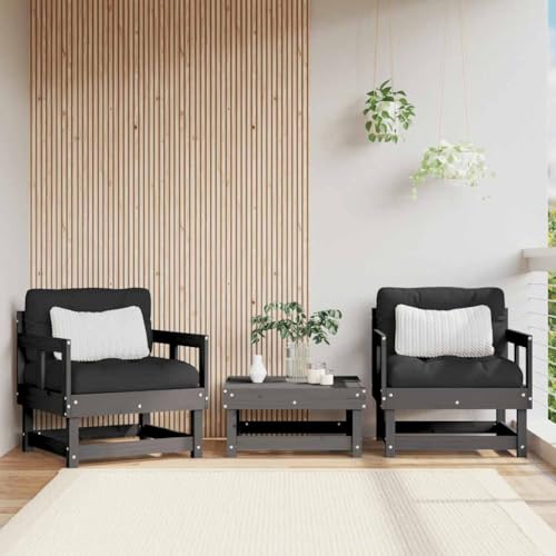 SDWEHO7 Gartenstühle 2er Set Outdoor Stuhl mit Kissen, Gartenstuhl Esszimmerstuhl Balkon Terrasse Bistrostuhl, Grau Massivholz Kiefer SDWEHO7 Gartenstühle 2er Set Outdoor Stuhl mit Kissen, Gartenstuhl Esszimmerstuhl Balkon Terrasse Bistrostuhl, Grau Massivholz Kiefer von SDWEHO7