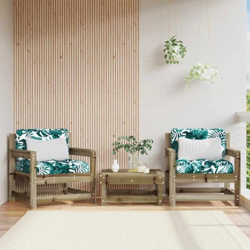 SDWEHO7 Gartenstühle 2er Set Outdoor Stuhl mit Kissen, Gartenstuhl Esszimmerstuhl Balkon Terrasse Bistrostuhl, Kiefernholz Imprägniert von SDWEHO7