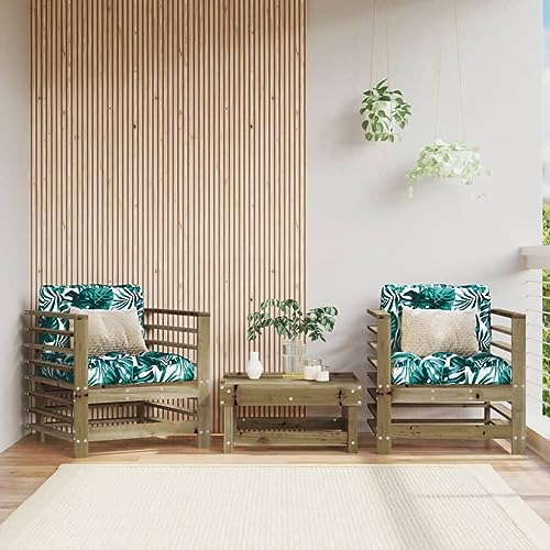SDWEHO7 Gartenstühle 2er Set Outdoor Stuhl mit Kissen, Gartenstuhl Esszimmerstuhl Balkon Terrasse Bistrostuhl, Kiefernholz Imprägniert von SDWEHO7
