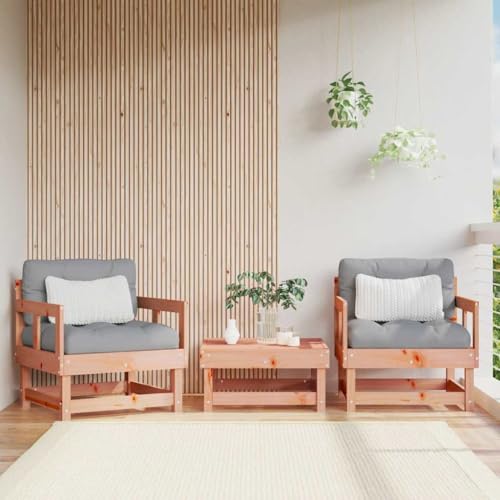 SDWEHO7 Gartenstühle 2er Set Outdoor Stuhl mit Kissen, Gartenstuhl Esszimmerstuhl Balkon Terrasse Bistrostuhl, Massivholz Douglasie von SDWEHO7