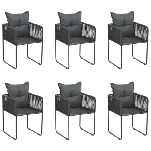 SDWEHO7 Gartenstühle 6er Set, Freizeitstuhl mit Polstern, Outdoor Stühle für Garten, Hinterhof, Terrasse, wasserdicht, Pflegeleicht, 51,5 x 51,5 x 67 cm Poly Rattan Schwarz SDWEHO7 Gartenstühle 6er Set, Freizeitstuhl mit Polstern, Outdoor Stühle für Garten, Hinterhof, Terrasse, wasserdicht, Pflegeleicht, 51,5 x 51,5 x 67 cm Poly Rattan Schwarz von SDWEHO7