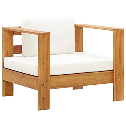 SDWEHO7 Gartenstuhl Bistrostuhl Balkonstuhl Terassenstuhl Outdoor Stühl mit Auflagen Creme Akazie Massivholz SDWEHO7 Gartenstuhl Bistrostuhl Balkonstuhl Terassenstuhl Outdoor Stühl mit Auflagen Creme Akazie Massivholz von SDWEHO7