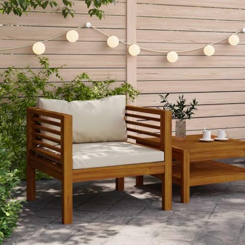 SDWEHO7 Gartenstuhl Bistrostuhl Balkonstuhl Terassenstuhl Outdoor Stühl mit Cremeweißen Kissen Massivholz Akazie SDWEHO7 Gartenstuhl Bistrostuhl Balkonstuhl Terassenstuhl Outdoor Stühl mit Cremeweißen Kissen Massivholz Akazie von SDWEHO7